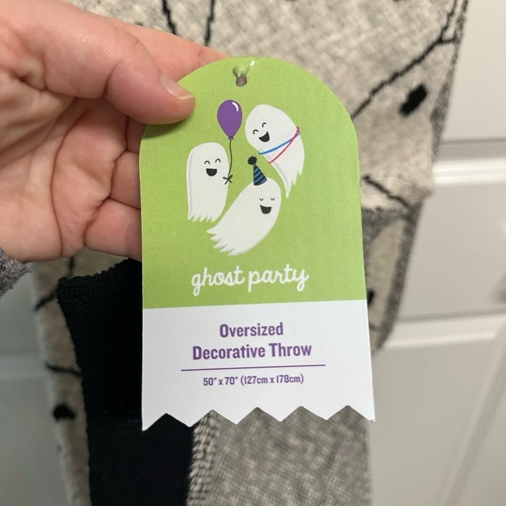 Halloween Ghost Black and Cream Oversized Throw Blanket 50”x70”